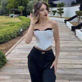 Bandeau V-Neck Slim-Fit Colorblock Top